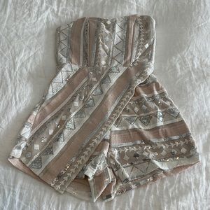 NWT - Champagne tone sequins and embroidered romper angel biba